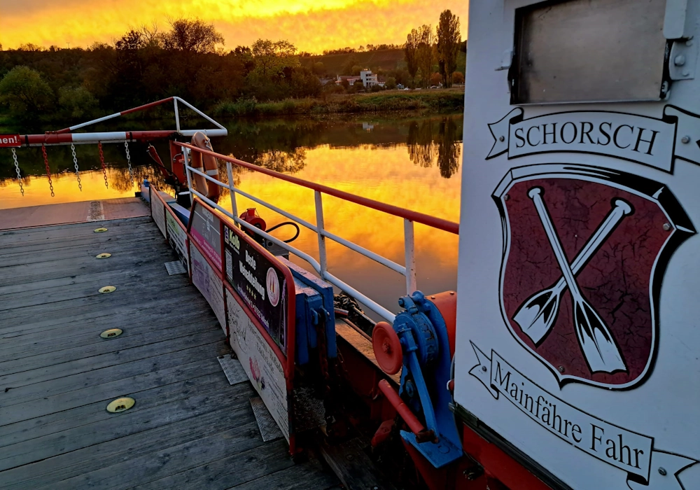 Mainfähre Schorsch im Abendrot